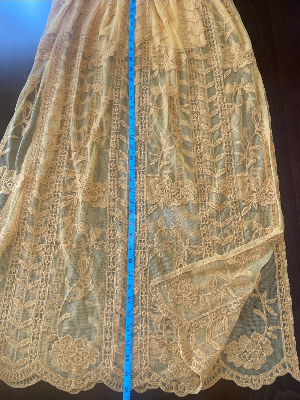 Socialite Yellow Lace Jumpsuit with V-Neck, sheer back, shorts underneath. Small - Picture 16 of 16